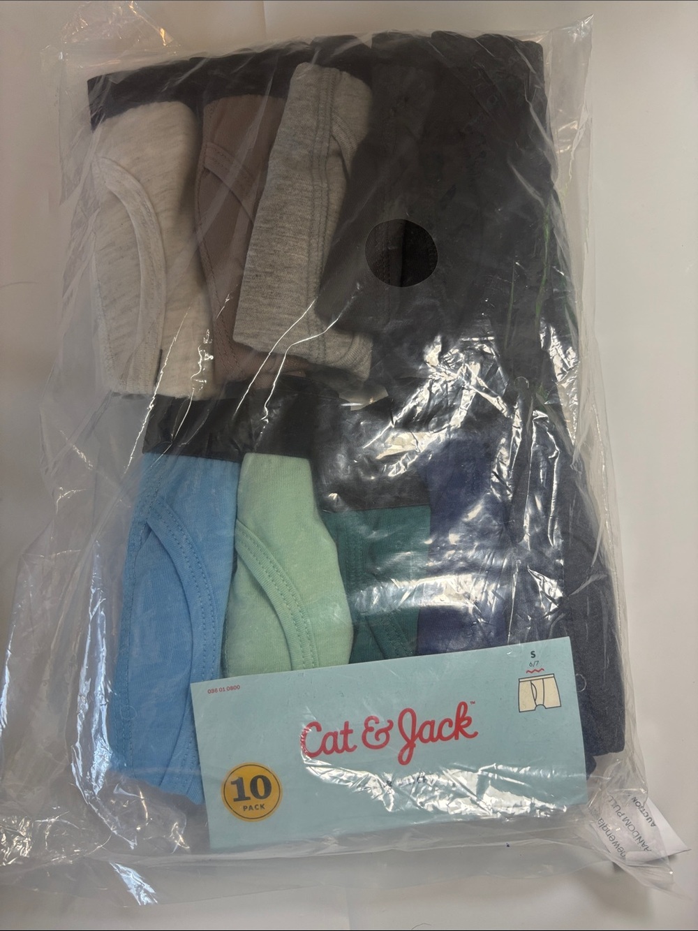 Cat & Jack 10-Pack Kids Briefs — Light Blue, Mint, Teal, Navy, Gray, Tan, Black